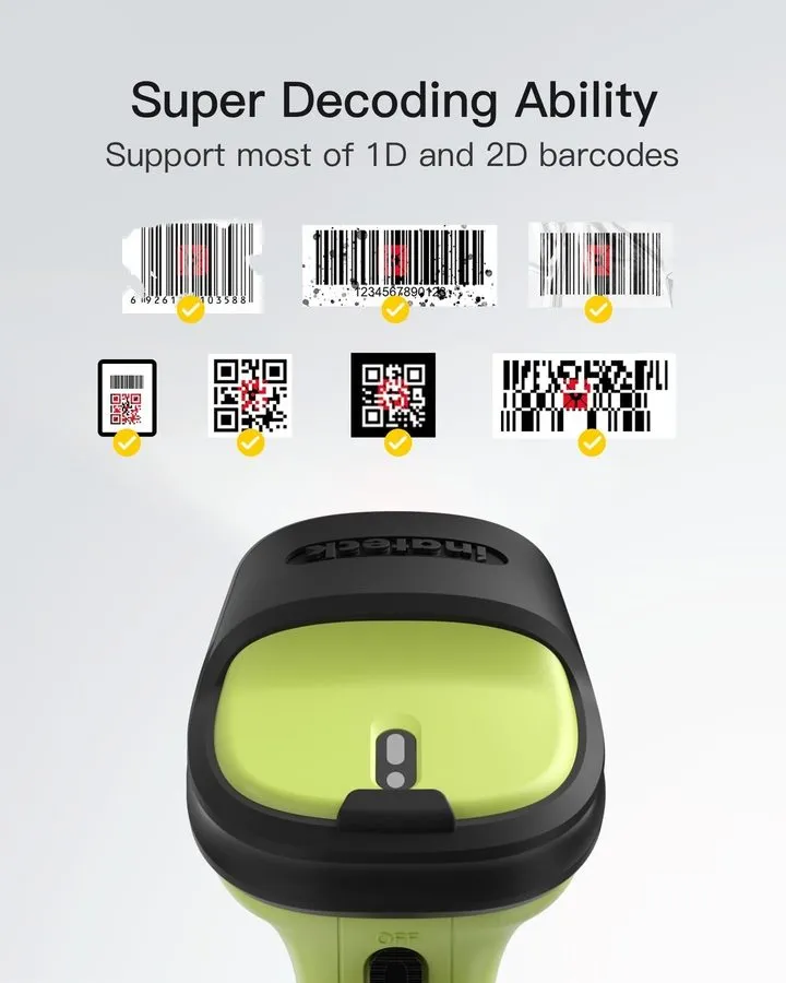 Сканер штрих-кода Inateck 2D Barcode Scanner BCST-72S 2.4 Ghz Cradle Bluetooth G — фото лота 1