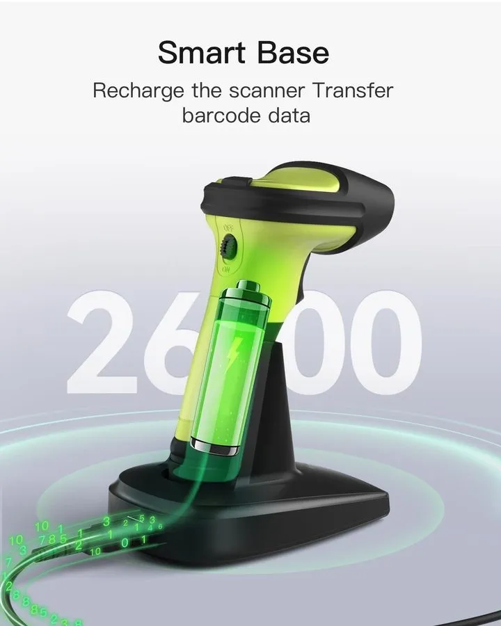 Сканер штрих-кода Inateck 2D Barcode Scanner BCST-72S 2.4 Ghz Cradle Bluetooth G — фото лота 2