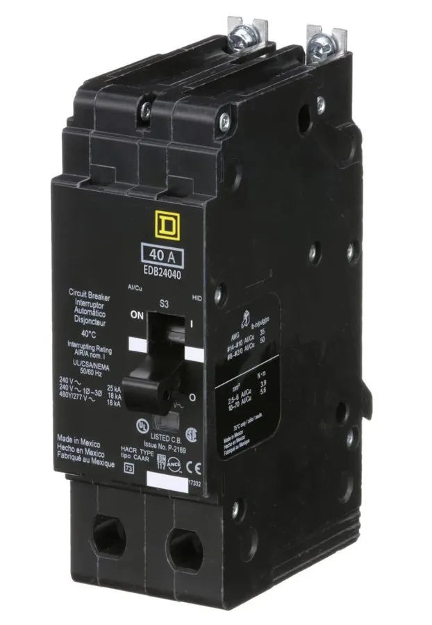 Автоматический выключатель SQUARE D EDB24040 Circuit Breaker,40A,Bolt On,277/480