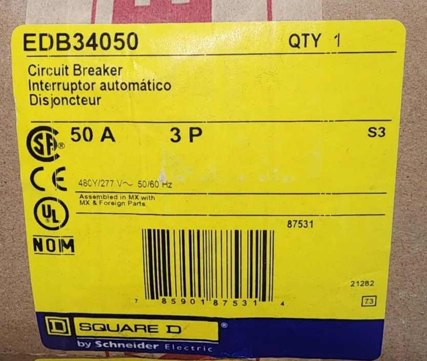 Автоматический выключатель Square D EDB34050 3pole 50amp 480v circuit breaker ty