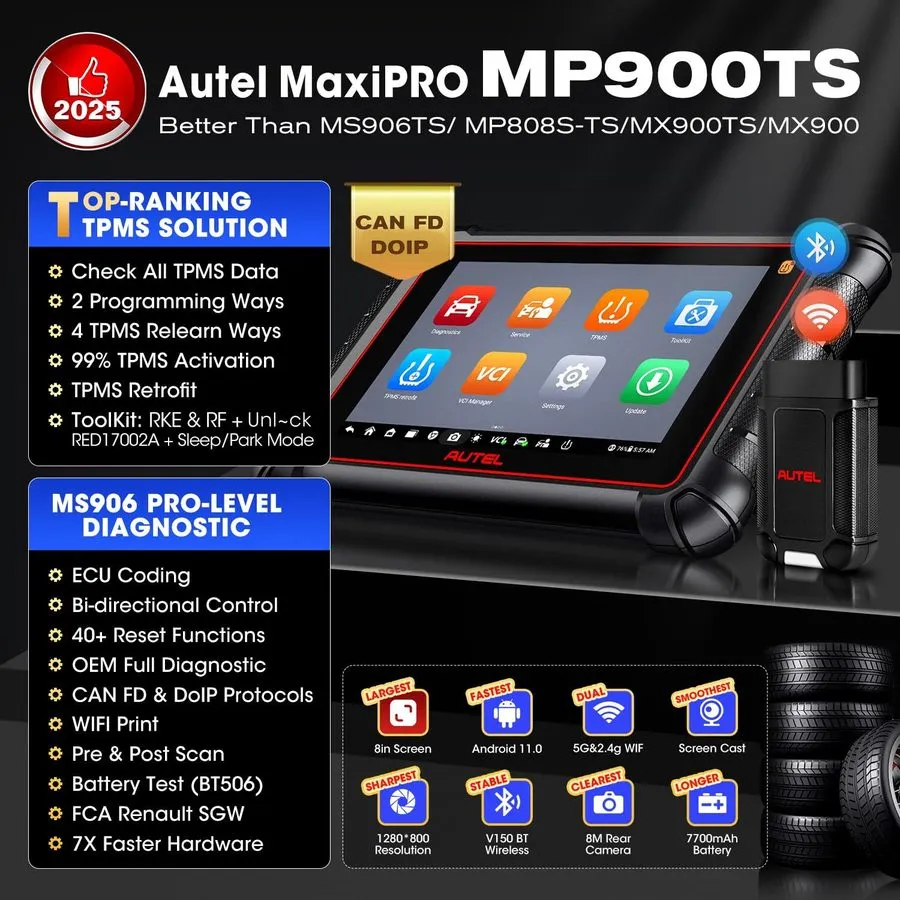 Диагностический сканер Autel Maxisys MP900-TS PRO Key Coding Full TPMS Car Diagn