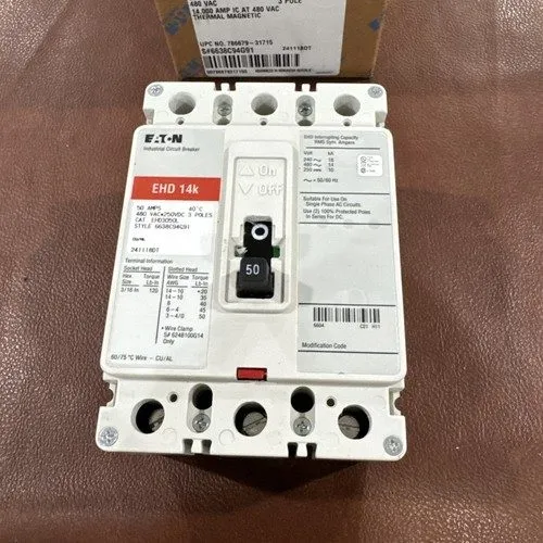Автоматический выключатель Eaton EHD3050L Molded Case Circuit Breaker 3p 50a Amp