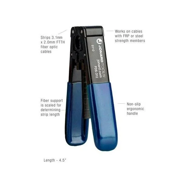 Стриппер JONARD TOOLS FDS-312 Fiber Drop Cable Stripper, 3.1 mm x 2.0 mm — фото лота 1
