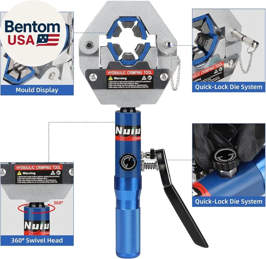 Трубопроводная арматура Nuiu FS-7842A Hydraulic Hose Crimper Kit 8T 17 inches x 