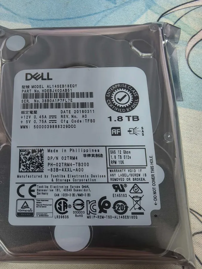 Жёсткий диск Dell 1.8TB 10K 02TRM4 2TRM4 12Gbps 2.5" SAS HDD Hard Disk Drive — фото лота 2
