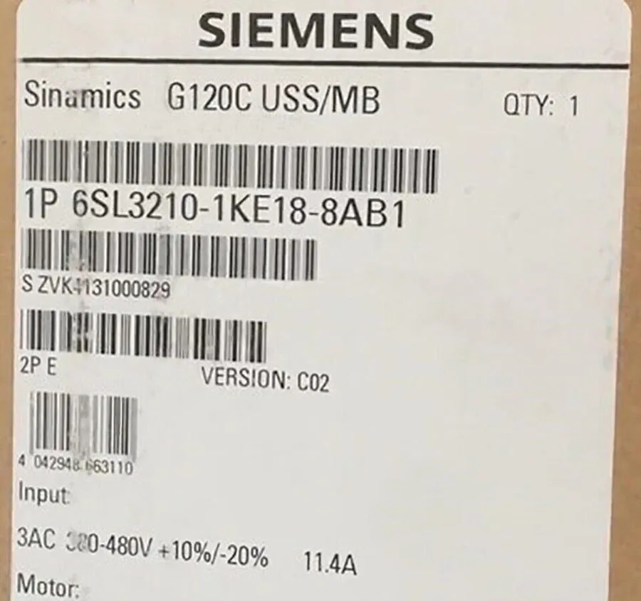 Частотный преобразователь 6SL3 210-1KE18-8AB1 SIEMENS SINAMICS G120C Rated Power