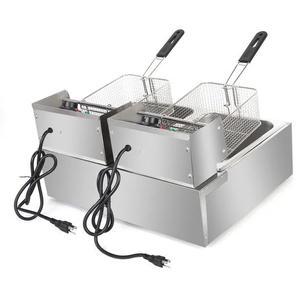 Фритюрница Commercial Electric Dual Tank Deep Fryer 22.8QT 3400W with Baskets ET