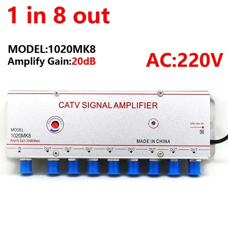 Усилитель ТВ-сигнала 1020MK8 CATV Signal Amplifier 1IN8 OUT 20DB Cable--Splitter — фото лота 1