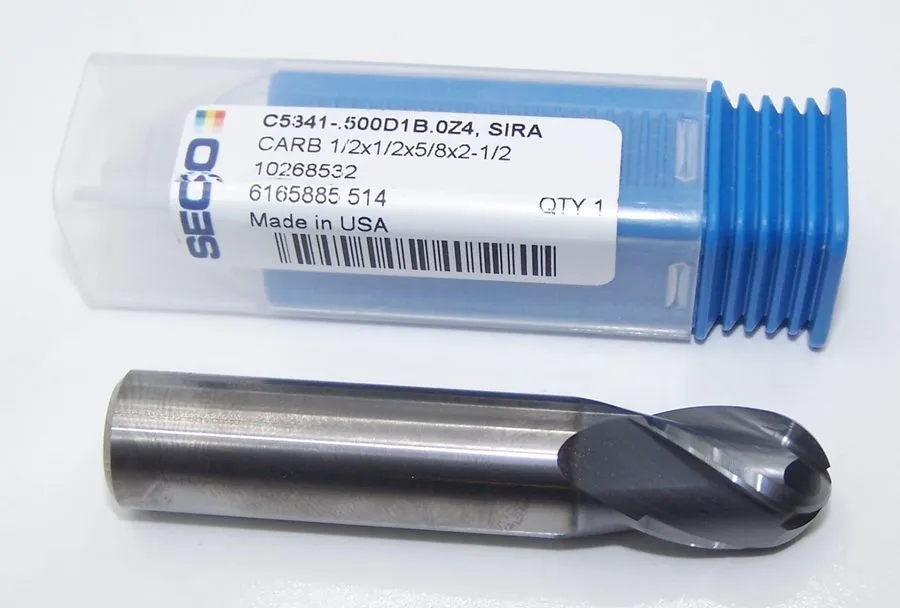 Режущий инструмент SECO 1/2" Solid Carbide Ball Nose End Mill 4 Flute SIRON-A 10 — фото лота 1