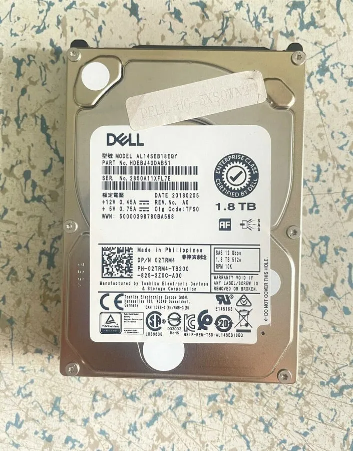 Жёсткий диск Dell 1.8TB 10K 02TRM4 2TRM4 12Gbps 2.5" SAS HDD Hard Disk Drive