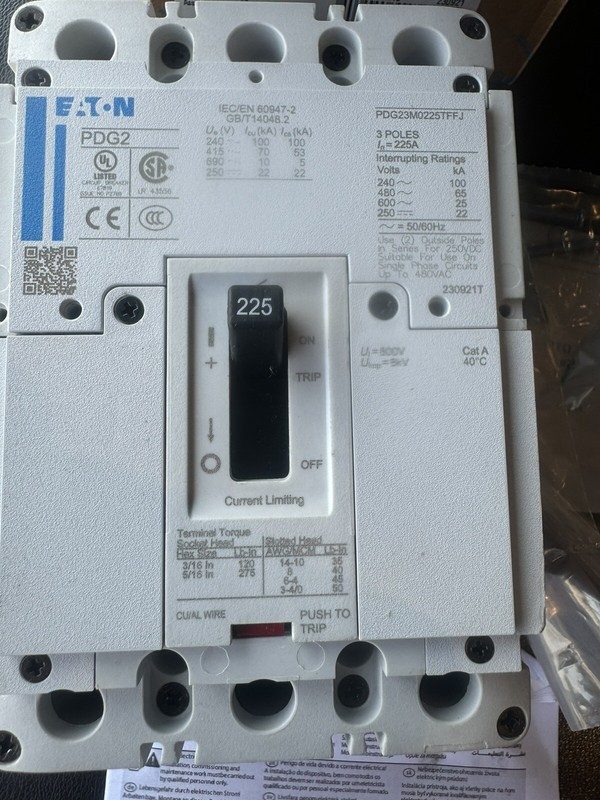 Автоматический выключатель Eaton PDG23M0225TFFJ 225A 3pole 480V 65ka Circuit Bre