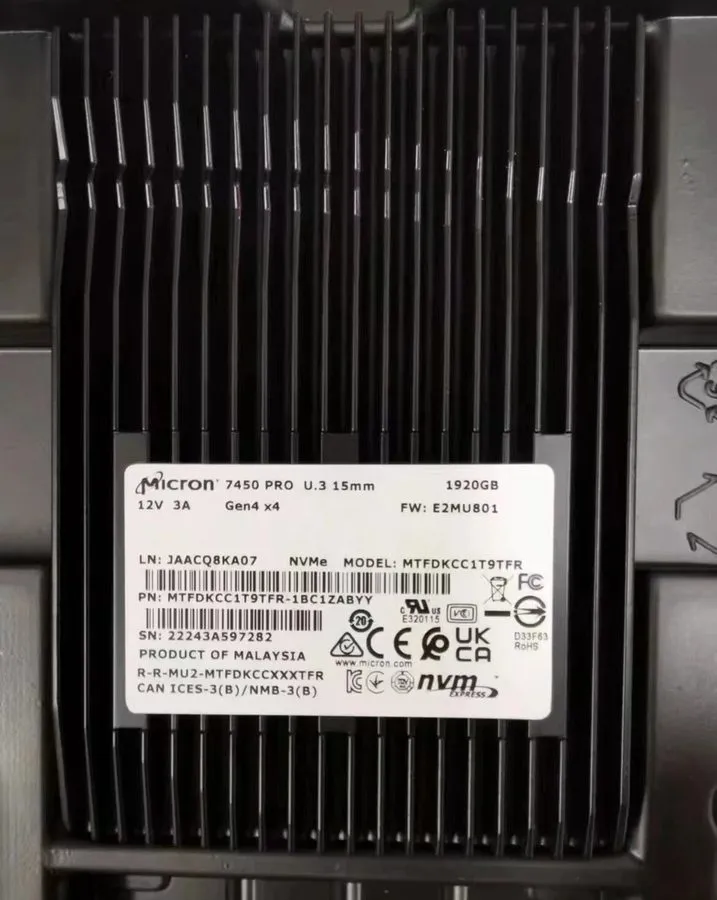 SSD-накопитель Micron 7450 PRO 1.92TB SSD U.3 NVMe PCIe Gen4 x4 MTFDKCC1T9TFR-1B