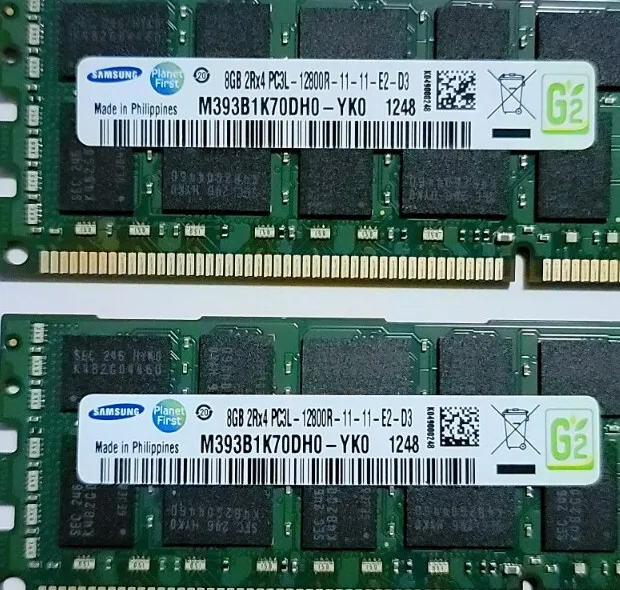 Модуль памяти 2 x 8GB Samsung M393B1K70DH0-YK0 2Rx4 PC3L-12800R DDR3 RAM (16GB i
