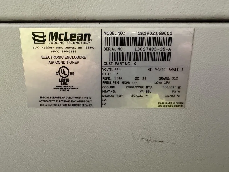 Климатическое оборудование HOFFMAN MCLEAN CR290216G002 ENCLOSURE COOLING A/C 220 — фото лота 1