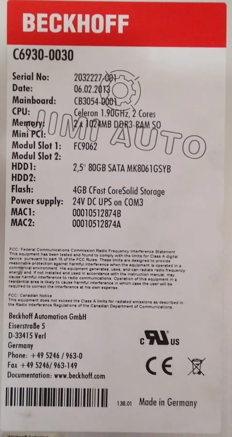 Промышленный компьютер Beckhoff C6930-0030 Industrial computer