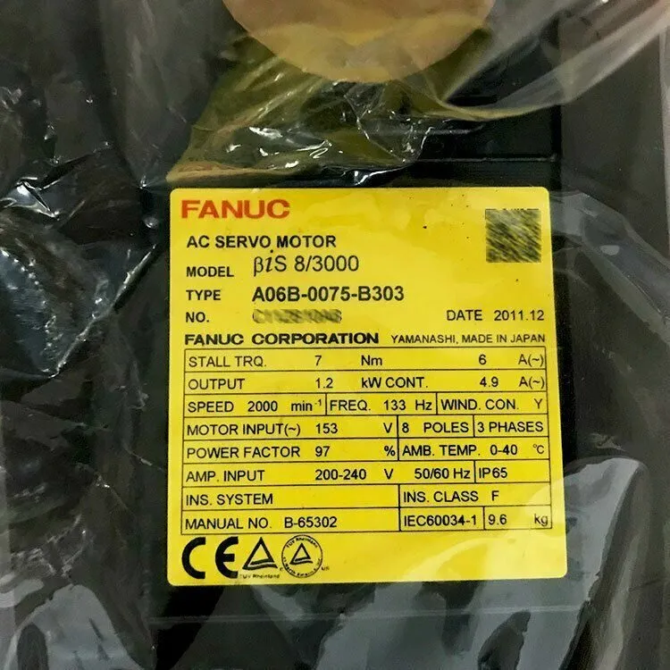 Серводвигатель Fanuc A06B-0075-B303 AC Servo Motor 1.2kw 153V 2000rpm