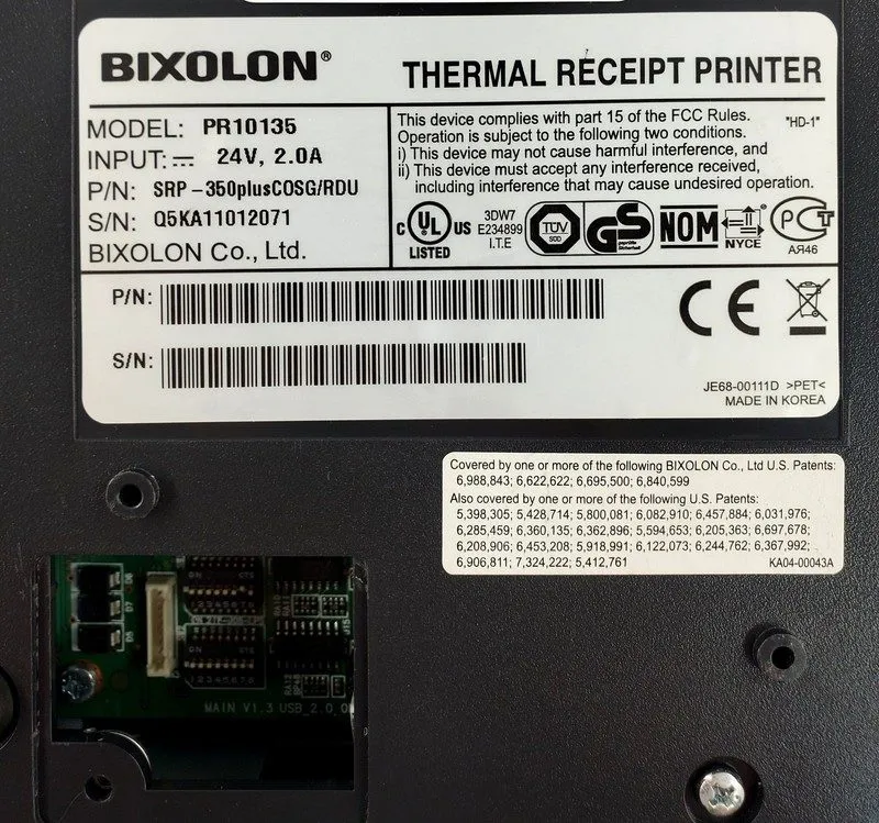 Принтер чеков BIXOLON SRP-350plus PR10135 Thermal Receipt Printer USB Windows 3.