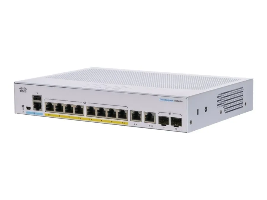 Коммутатор Cisco CBS250-8FP-E-2G-EU Switch