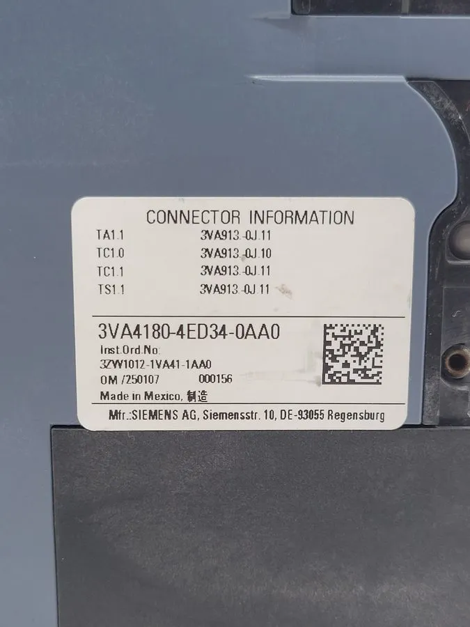 Автоматический выключатель 3VA4180-4ED34-0AA0 Siemens Circuit Breaker 3 Pole 80 