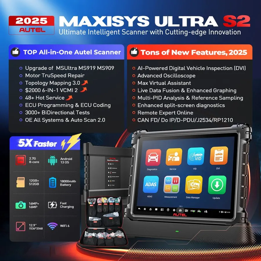 Диагностический сканер Autel MaxiSYS Ultra EV Intelligent Top Scanner VCMI Topol