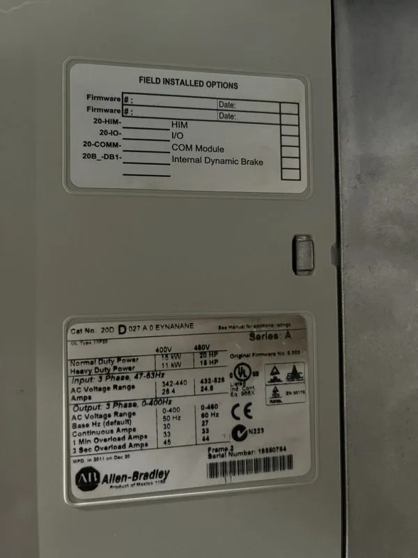 Частотный преобразователь Allen-Bradley 20DD027A0EYNANANE PowerFlex 700S AC Driv — фото лота 2