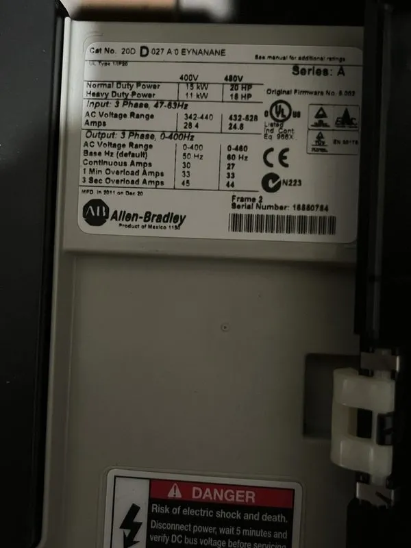 Частотный преобразователь Allen-Bradley 20DD027A0EYNANANE PowerFlex 700S AC Driv — фото лота 4
