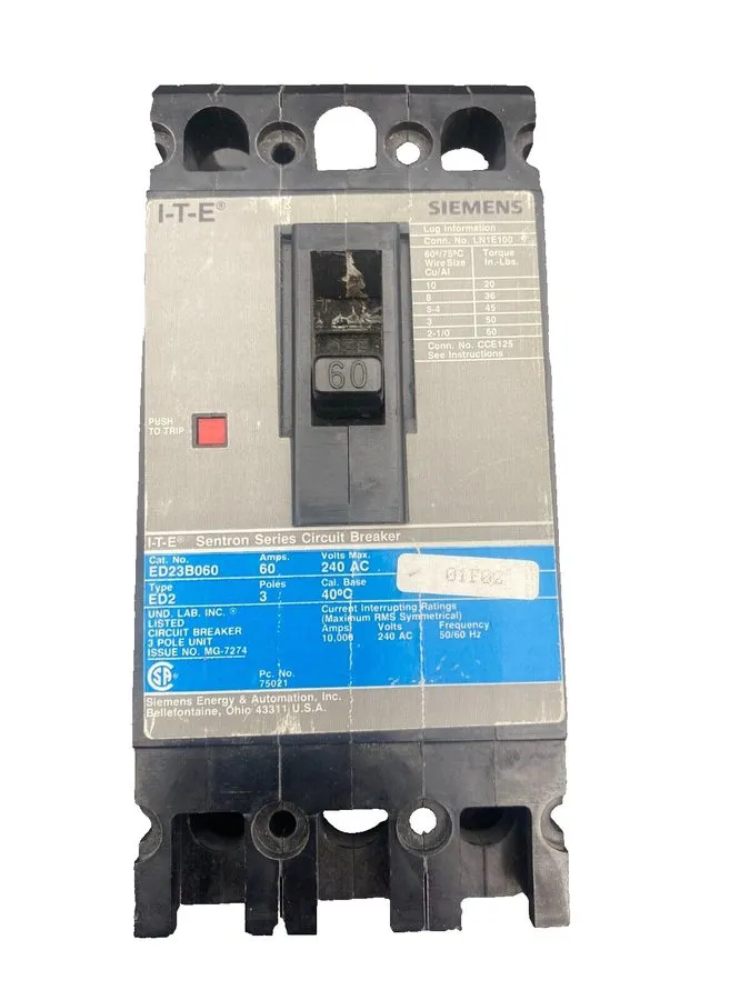 Автоматический выключатель ITE Siemens ED23B060 60 Amp 3 Pole 240 ED2 Sentron Ci
