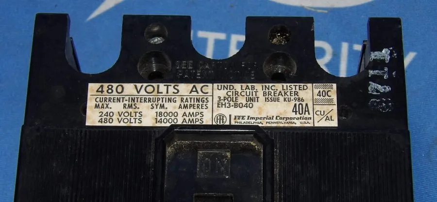 Автоматический выключатель ITE EH3-B040 40A 3-Pole 480V Circuit Breaker Imperial