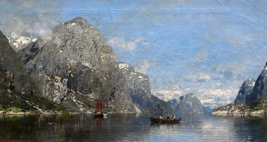 Лабораторный прибор Georg Anton Rasmussen (1842-1914) : Norwegian Fjord View Oil — фото лота 1