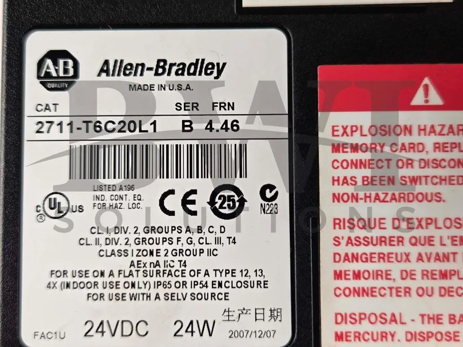 Панель оператора Allen Bradley 2711-T6C20L1 /B PanelView 600 ENet/Touch Terminal