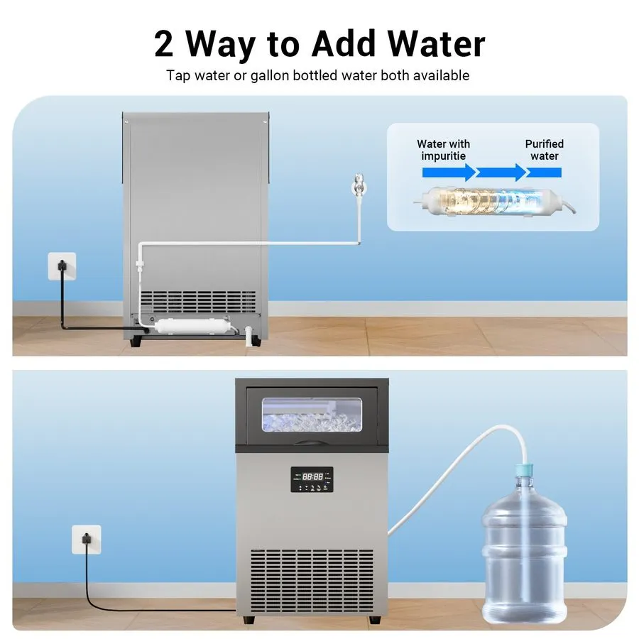 Льдогенератор 150LB/24h Built-In Commercial Ice Maker Stainless Ice Cube Machine