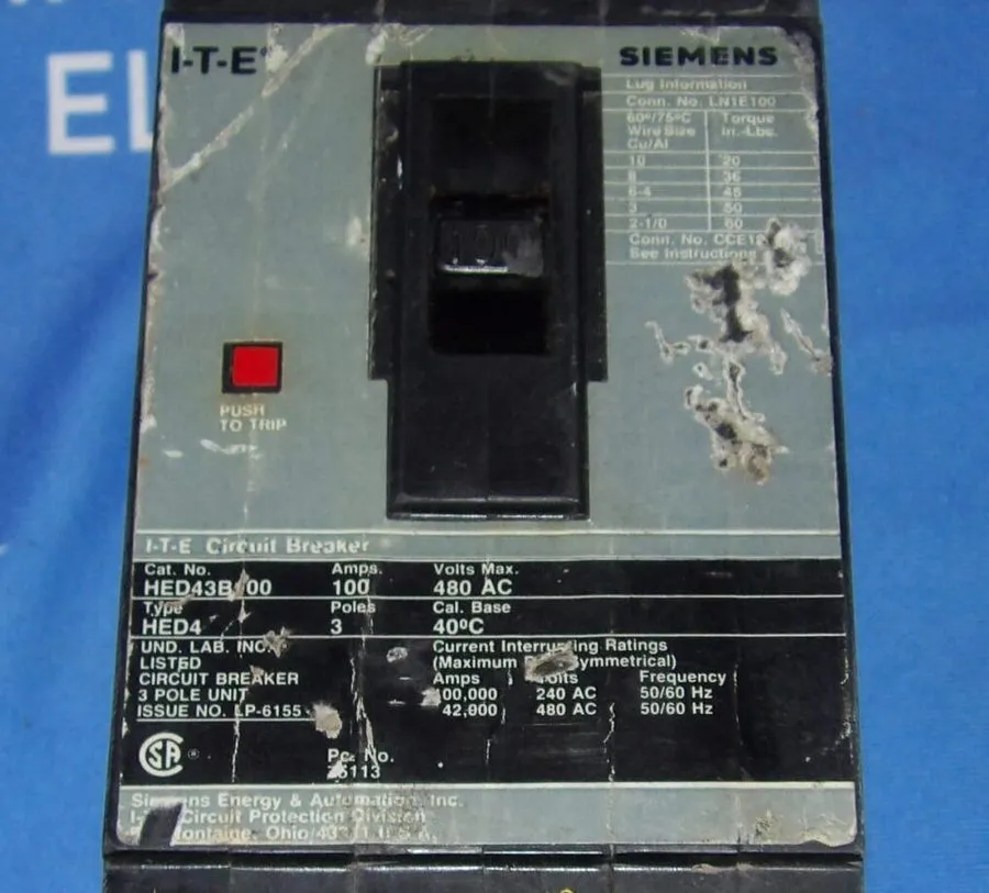 Автоматический выключатель Siemens Sentron Circuit Breaker HED43B100 3P 100 Amp 