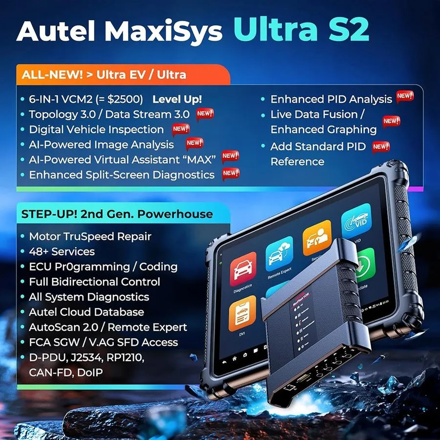 Диагностический сканер 2026 Autel MaxiSys MS919 S2 AI Diagnostic Scanner VCMI2 O — фото лота 1