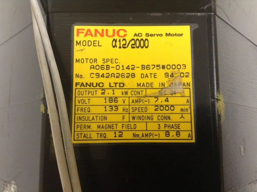 Серводвигатель Fanuc GE A06B-0142-B076#7000 a12/2000 AC Servo Motor 186 V 2.1 kW