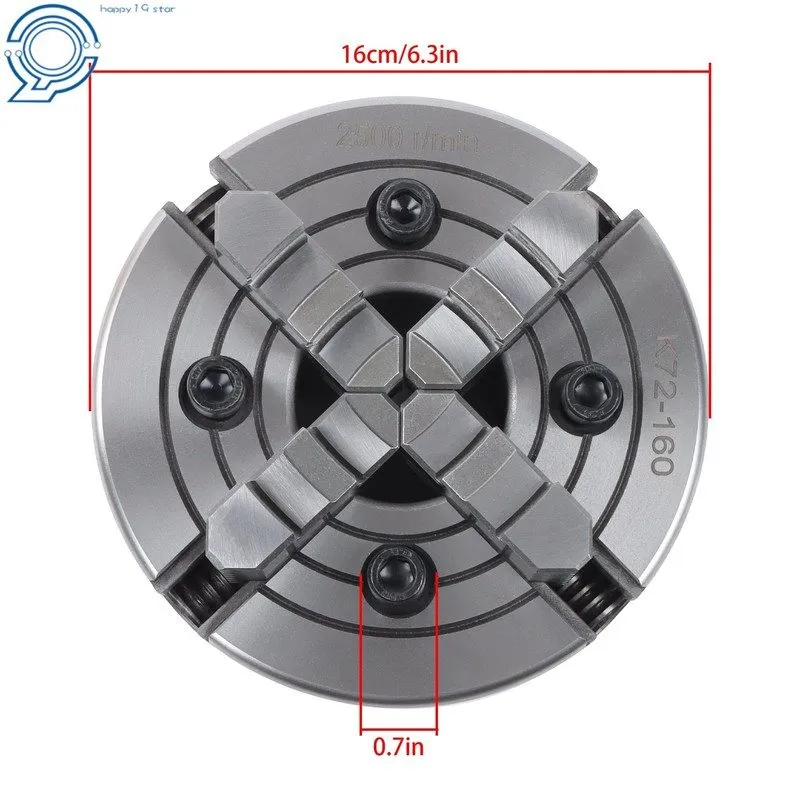 Режущий инструмент K72-160 4 Jaw Lathe Chuck 6.3 Inch Independent Reversible Jaw