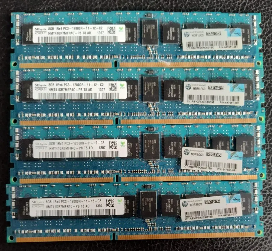Модуль памяти (64 GB) SK Hynix HMT41GR7MFR4C-PB 8GB 1Rx4 PC3-12800R DDR3 ECC RDI — фото лота 1
