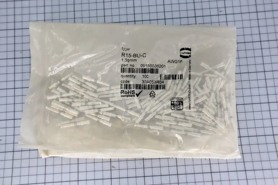 Электронный компонент 10x 09150006201 HARTING R15-BU-C Contact Crimp Socket 16 A
