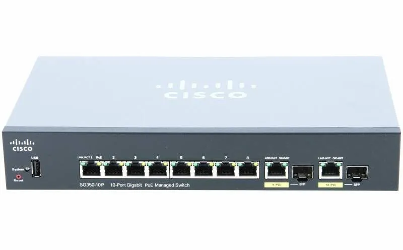 Коммутатор Cisco Systems SG350-10P / 10-Port Gigabit PoE Managed Switch