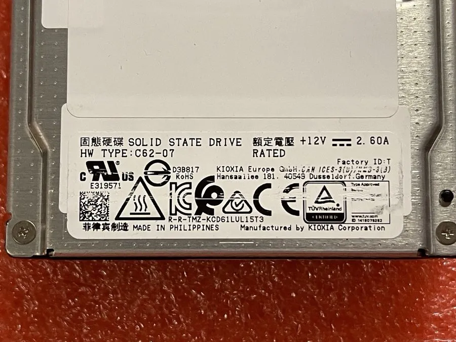 SSD-накопитель KCM6XRUL15T3 KIOXIA CM6-R 15.36TB NVMe PCIe 4.0 x4 U.3 2.5in SSD  — фото лота 2