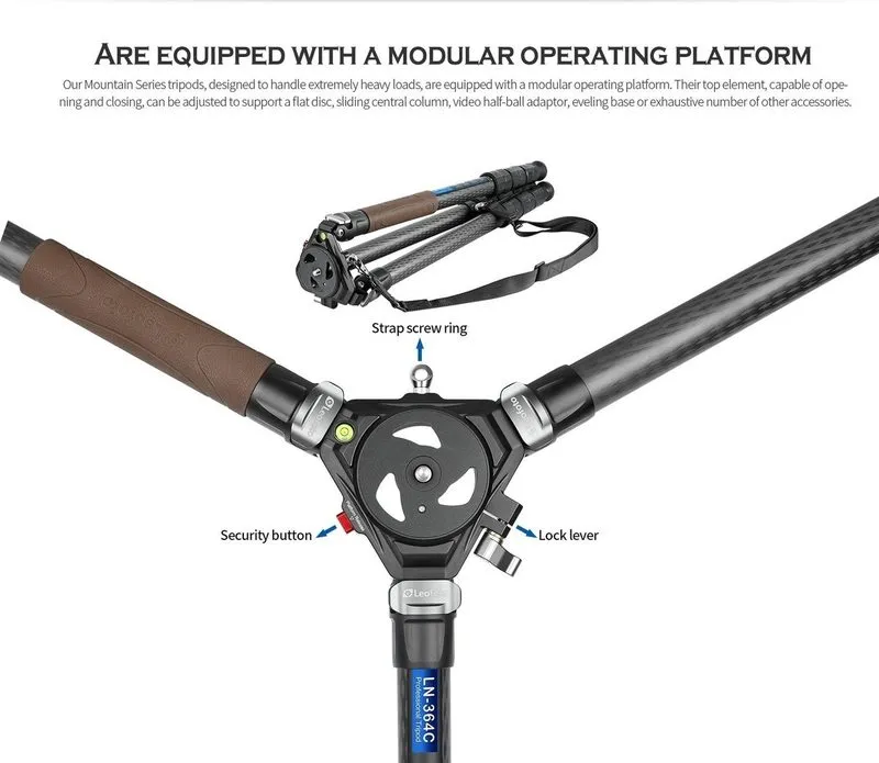 Оборудование видеонаблюдения Leofoto LN-364C Heavy Duty Tripod Carbon Fiber W/ba — фото лота 4