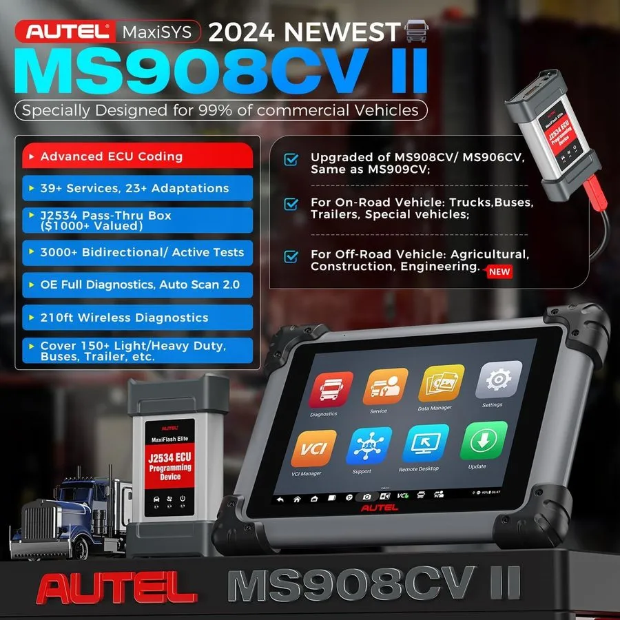 Диагностический сканер Autel MaxiSYS MS908CV II Commercial Vehicle & Heavy-Duty