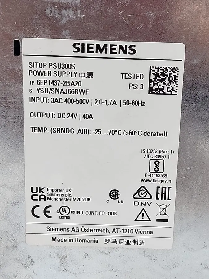 Блок питания Siemens Sitop Psu300s Power Supply 6EP1437-2BA20