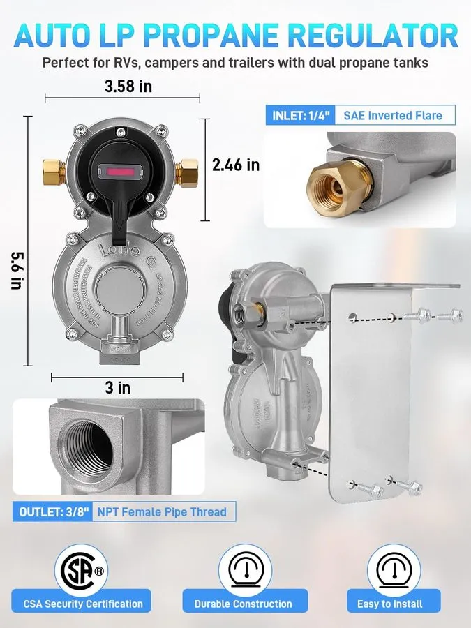 Трубопроводная арматура RV 2Stage Auto Changeover LP Propane Gas Regulator with 