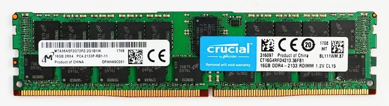Модуль памяти Micron 16GB DDR4 ECC Registered RAM PC4-2133P 2Rx4 RDIMM MTA36ASF2