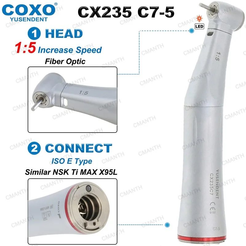 Стоматологический наконечник COXO Dental 1:5 Fiber Optic Electric Handpiece Cont — фото лота 1