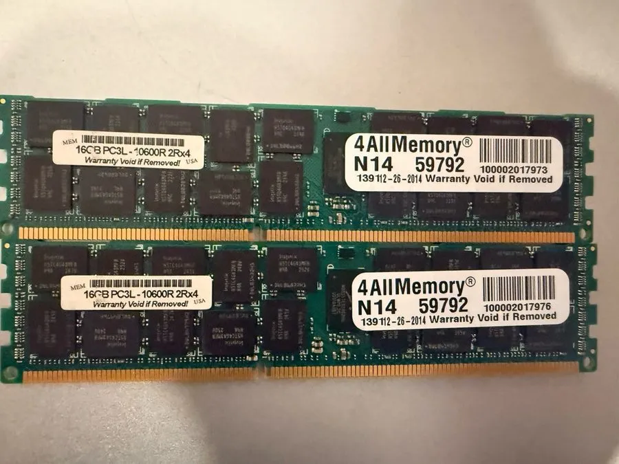 Модуль памяти Hynix 32gb (2x 16gb) Pc3l-10600r 2rx4 Dimm RAM 4allmemory — фото лота 1