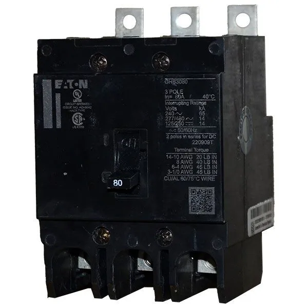 Автоматический выключатель GHB3080 Cutler Hammer 80 Amp 3 Pole 480V Bolt on Circ