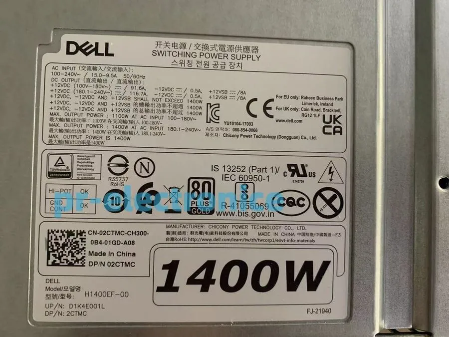 Блок питания Dell 2CTMC 1400W Power Supply H1400EF-00 PSU Precision T7820 T7920 