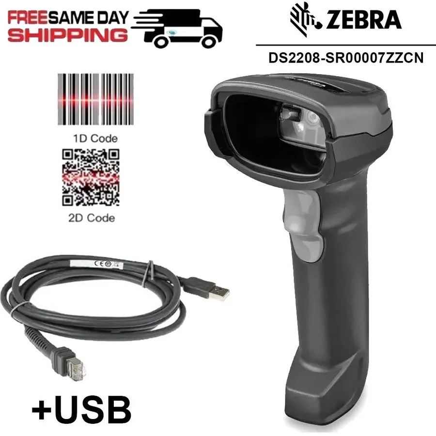 Сканер штрих-кода Zebra DS2208-SR00007ZZCN 1D/2D USB Corded Handheld Barcode Sca