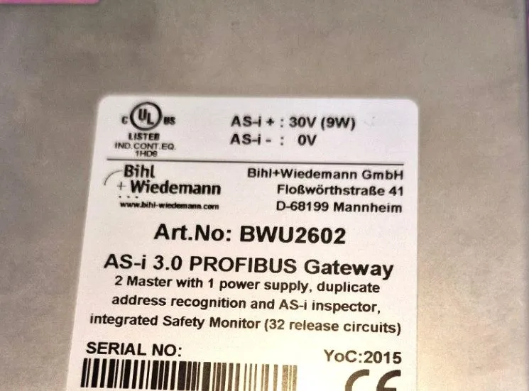 Шлюз полевой шины BIHL WIEDEMANN AS-I 3.0 PROFIBUS GATEWAY BWU2602